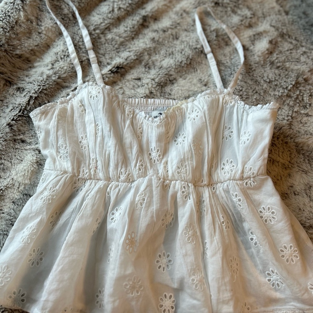 Hollister cropped babydoll top (small stain shown)